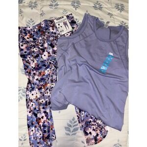 RBX Womens Capri Leggings Tank Top Set Meadow Of Flowers XL 0153